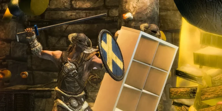 Kolaborasi Resmi dengan IKEA, Mod Baru Skyrim Hadirkan Rak Buku Kocak Jadi Pengikut